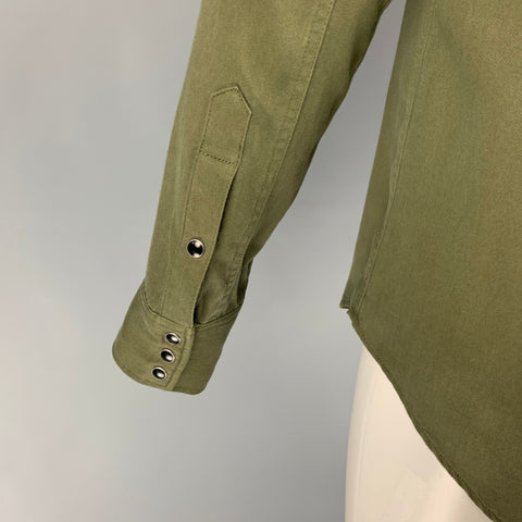 SAINT LAURENT Size S Olive Western Long Sleeve Shirt
