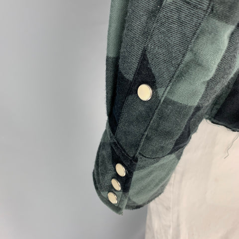 TAKAHIROMOIYASHITA The Soloist Taille L Chemise kimono en coton mélangé à carreaux gris noir