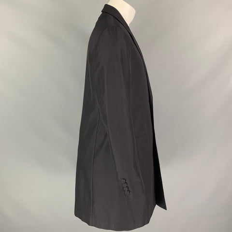 CALVIN KLEIN COLLECTION Size 38 Black Silk Notch Lapel Lightweight Coat