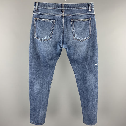 DOLCE & GABBANA Size 32 Indigo Distressed Denim Button Fly Jeans