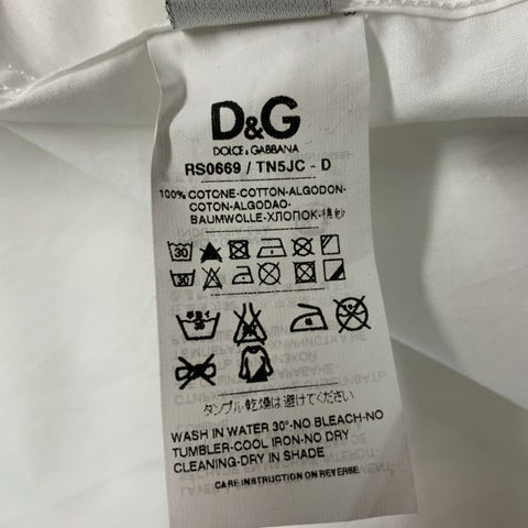 D&G by DOLCE & GABBANA Size XL White Solid Cotton Snaps Long Sleeve Shirt