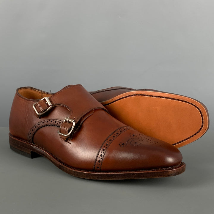 ALLEN EDMONDS Size 10 Brown Perforated Leather Double Monk Strap Lace Up Shoes