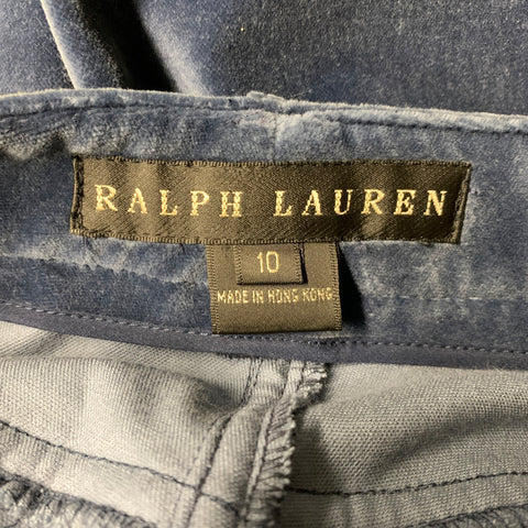 RALPH LAUREN BLACK LABEL Size 10 Blue Cotton &  Elastane Solid Dress Pants
