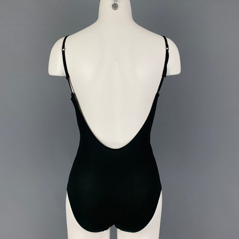 CHANEL Size 8 Black White Silk Body Suit Casual Top