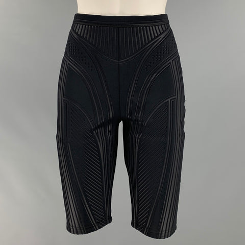 MUGLER Size 4 Black Polyester Blend Elastic Waistband Shorts