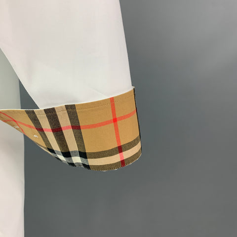 BURBERRY LONDON Size XL White Cotton Elastane Long Sleeve Shirt
