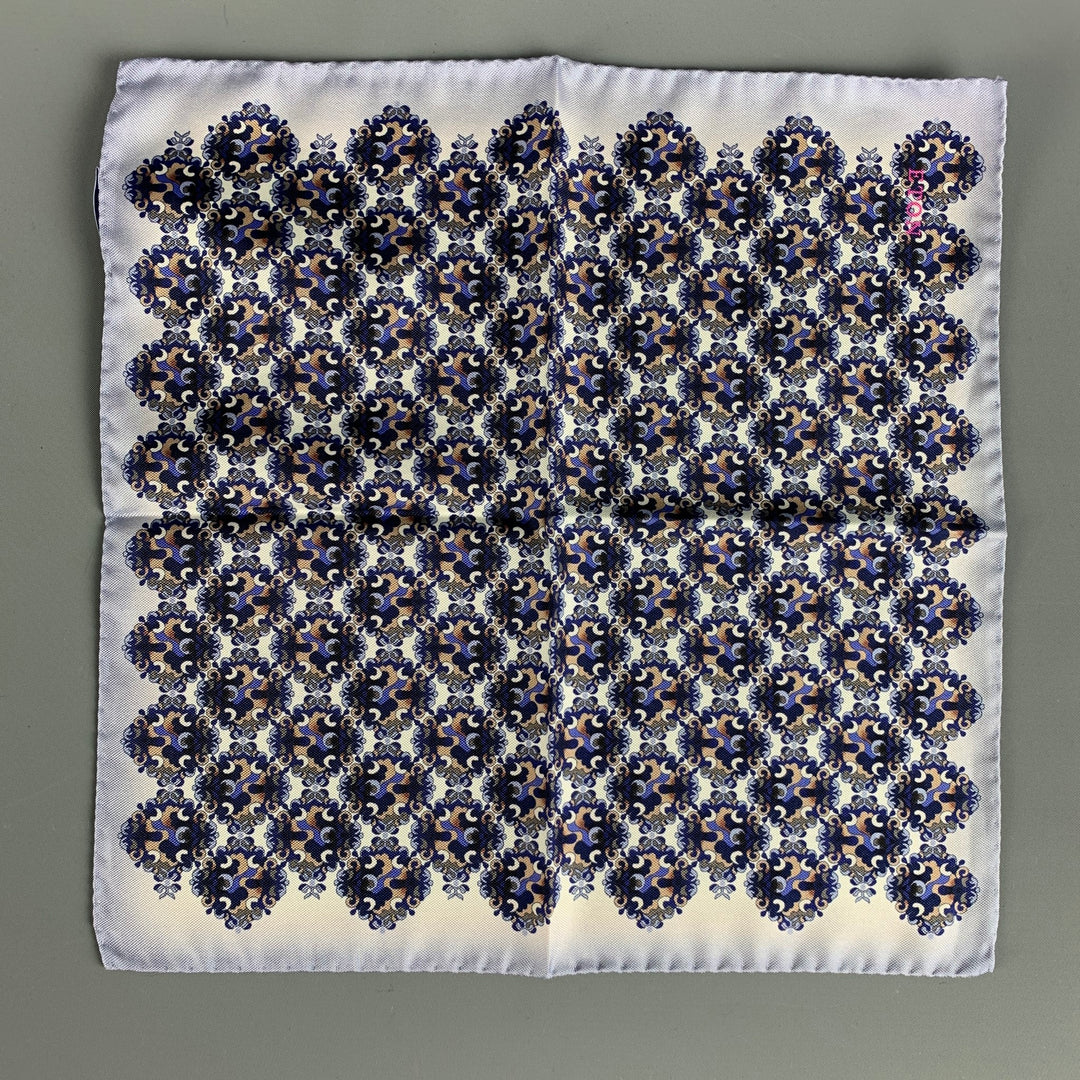 ETON Navy Lilac Abstract Silk Pocket Square