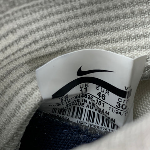 NIKE Size 12 Navy & White Stripe Fabric High Top Zoom Air Sneakers