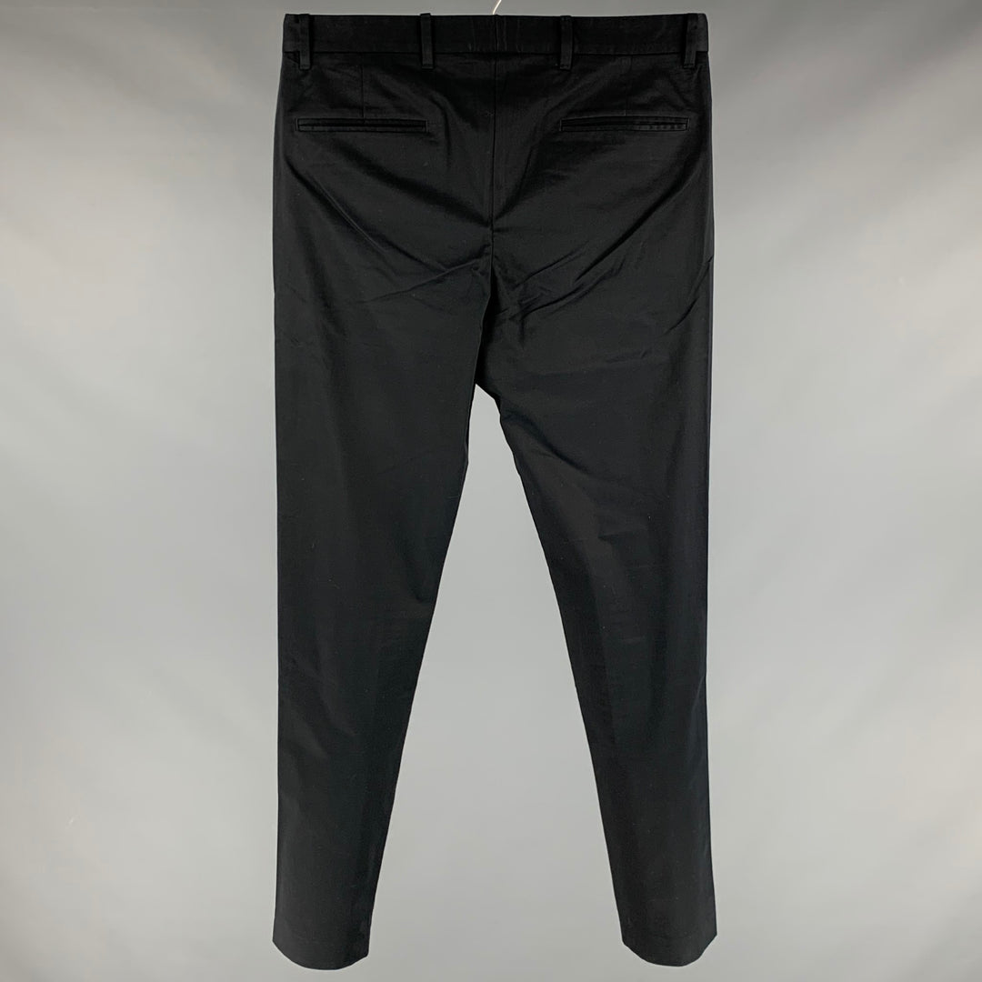 JOHN VARVATOS Size 33 Black Cotton Elastane Flat Front Casual Pants