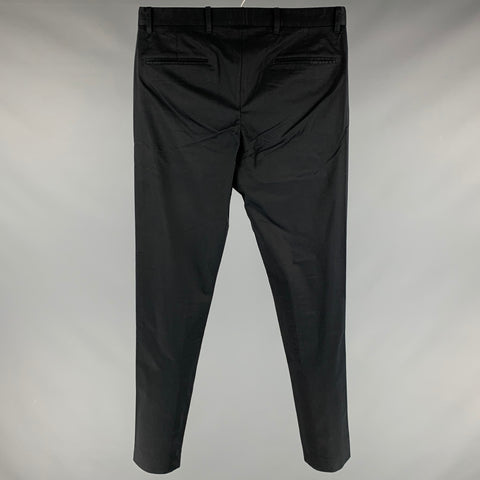 JOHN VARVATOS Taille 33 Pantalon décontracté en coton élasthanne noir à devant plat