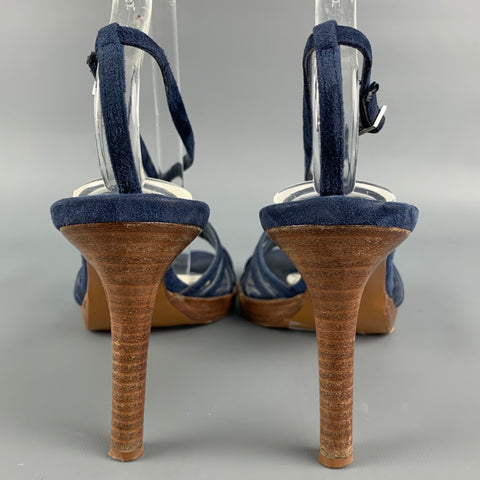 RALPH LAUREN Size 8 Blue Suede Strappy Sandals