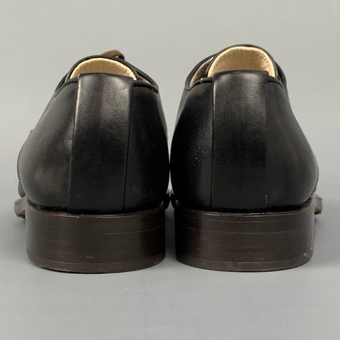 FAUSTO SANTINI Size 7.5 Black Leather Flat Laces