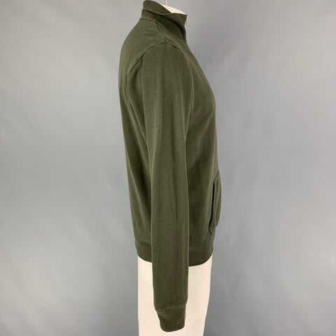 MAISON MARGIELA Size L Olive Cotton Half Zip Jacket