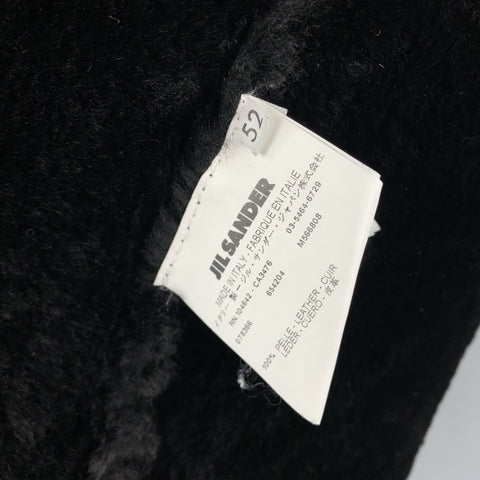 JIL SANDER Size 42  Black Shearling Leather High Collar Zip Up Jacket