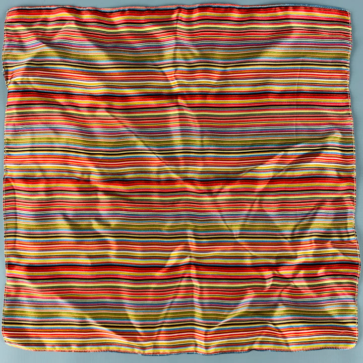 PAUL SMITH Multi-Color Stripe Silk Pocket Square