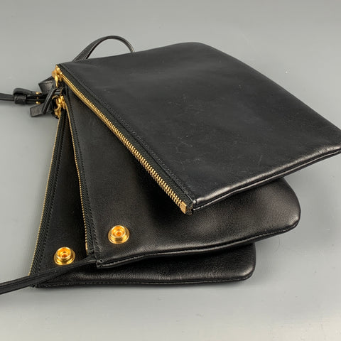 CELINE Black Leather Small Trio Cross Body Bag