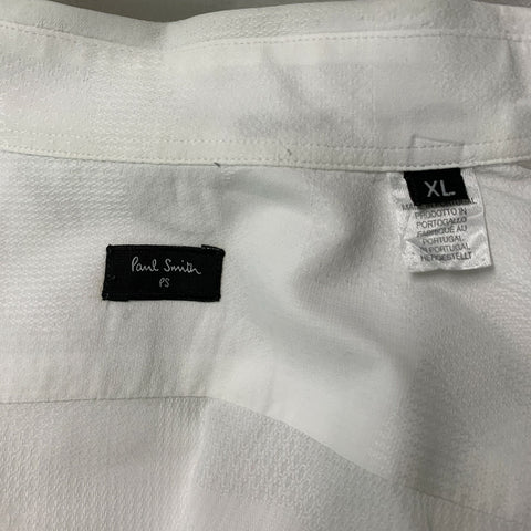 PAUL SMITH Size XL White Textured Cotton Button Down Long Sleeve Shirt