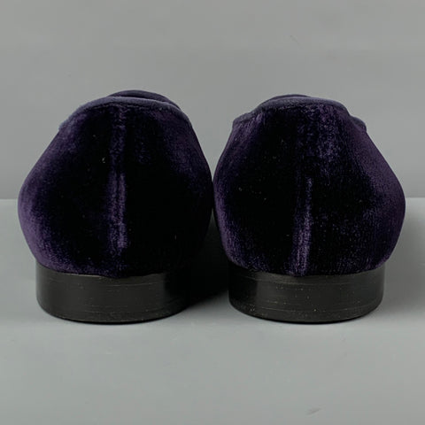 RALPH LAUREN Size 10 Purple Silver Velvet Embroidered Ulah Flats
