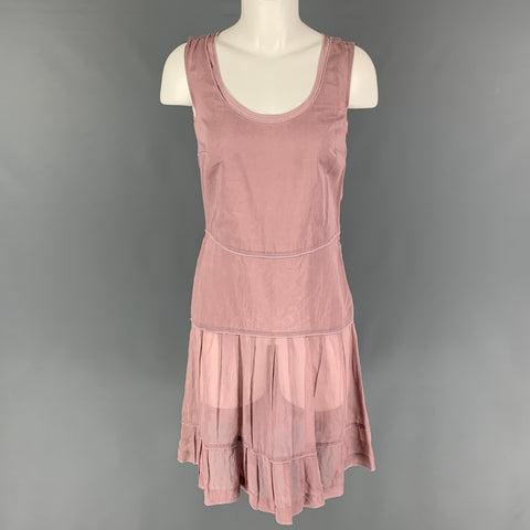 JIL SANDER Taille 6 Robe sans manches plissée en coton rose poussière
