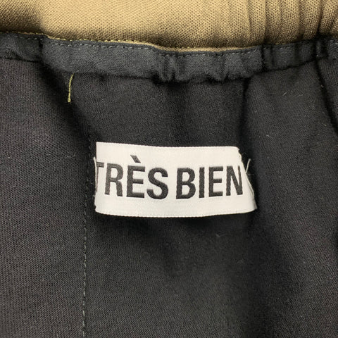 TRES BIEN Size 32 Olive Striped Trim Polyester Drawstring Sweatpants