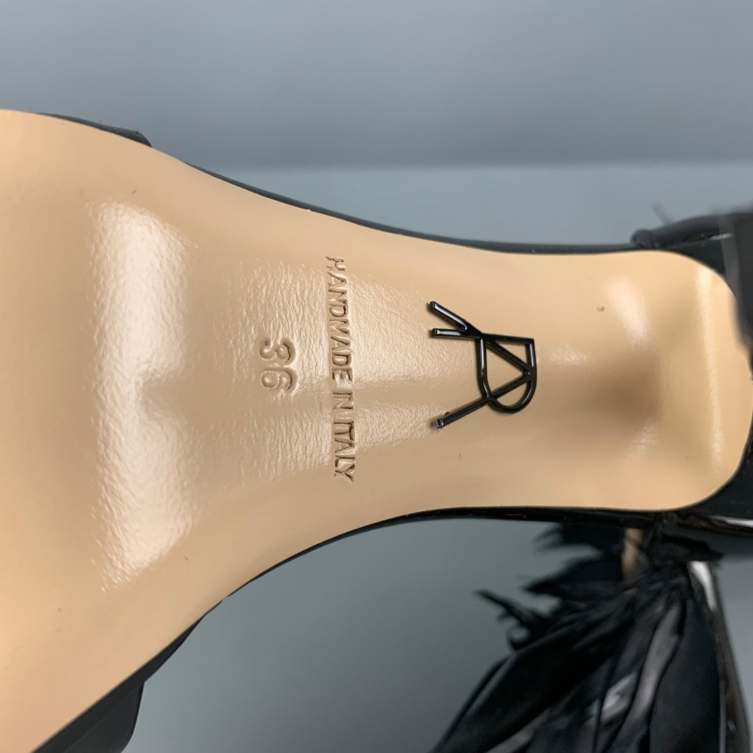 Louis Vuitton Black Patent Leather Logo Ankle Strap Flat Sandals Size 36