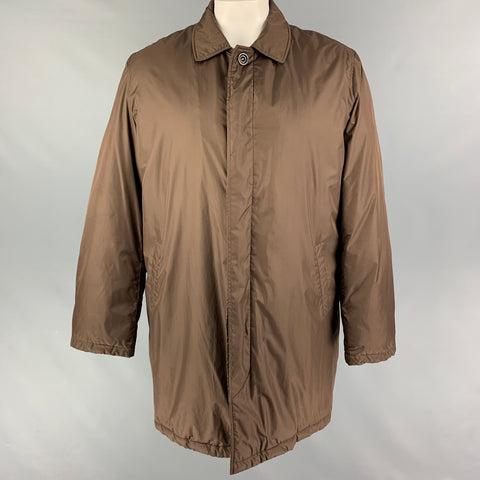ETRO Taille XL Manteau à patte cachée en coton polyester marron