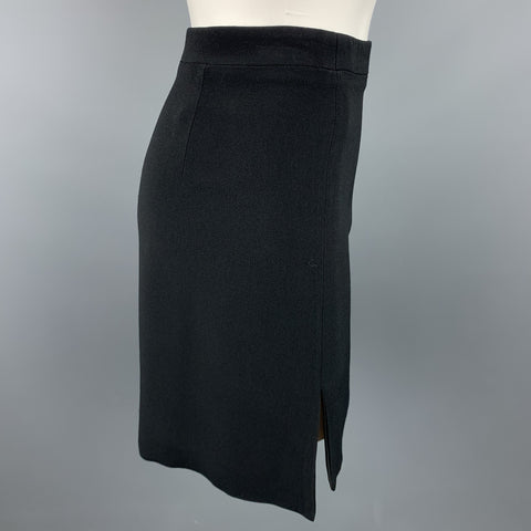MIU MIU Size 8 Black Acetate / Viscose Side Slit A-Line Skirt