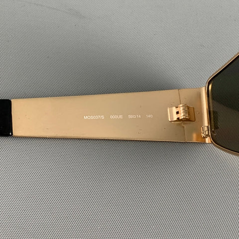 MOSCHINO Gold Black Metal Rectangle Sunglasses