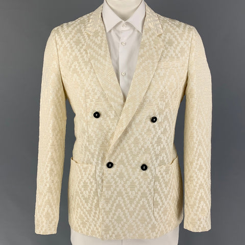 EMPORIO ARMANI Talla 42 Abrigo deportivo en mezcla de poliamida jacquard beige