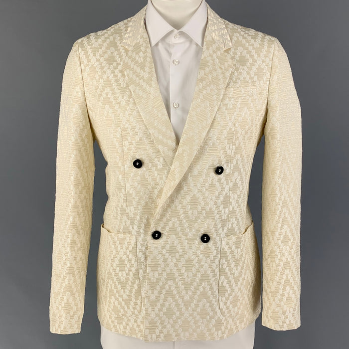 EMPORIO ARMANI Size 42 Beige Jacquard Polyamide Blend Sport Coat
