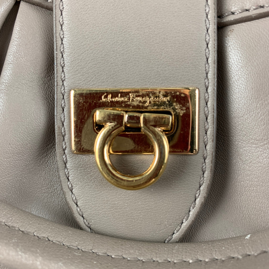 SALVATORE FERRAGAMO Beige Leather Shoulder Bag Handbag