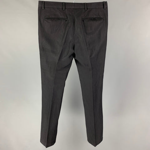 DRIES VAN NOTEN Size 32 Black Wool Linen Dress Pants