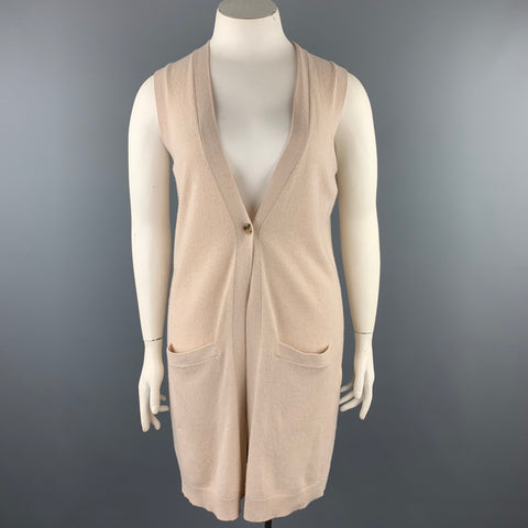 THEORY Cárdigan sin mangas de cachemira de punto beige talla L