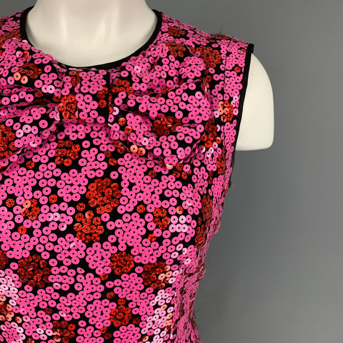MARC JACOBS Size 4 Pink Black Polyester Blend Sequined Shift Dress