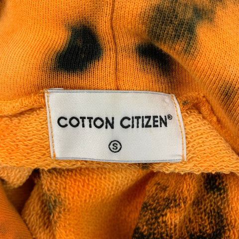 COTTON CITIZEN Size S Orange Black Tie Dye Cotton Hooded Sweatshirt