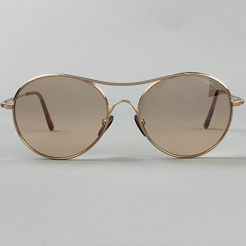 TOM FORD Gold Tone Metal Round Sunglasses