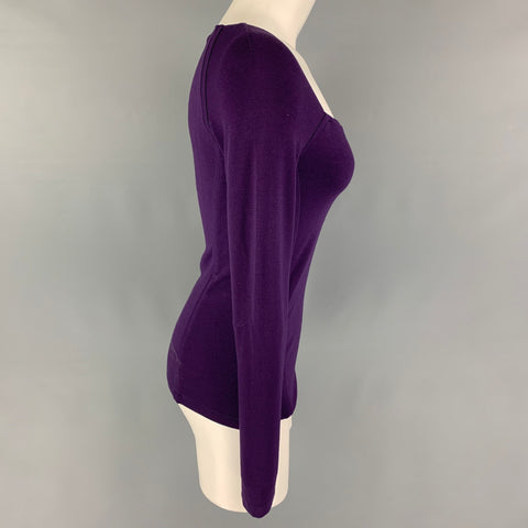 DONNA KARAN Size S Purple Viscose Blend Long Sleeve Casual Top