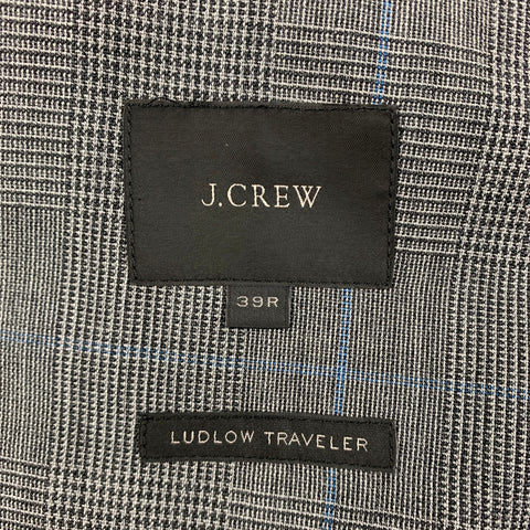 J. CREW Size 38 Regular Dark Gray Glenplaid Wool Notch Lapel Suit