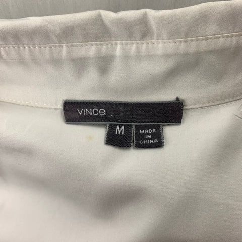 VINCE Blusa abotonada de algodón con ojales de popelina blanca talla M