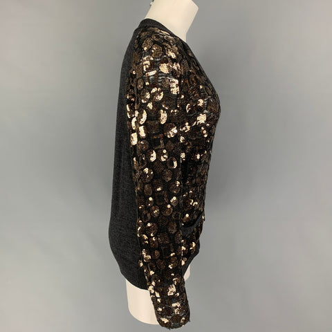 MARC JACOBS Cárdigan con botones y lentejuelas de lana merino dorado carbón talla S