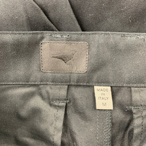 CROW Taille M Pantalon décontracté en coton noir avec braguette zippée