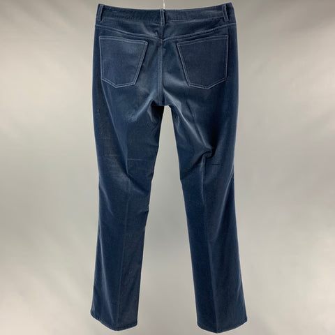 RALPH LAUREN BLACK LABEL Size 10 Blue Cotton &  Elastane Solid Dress Pants