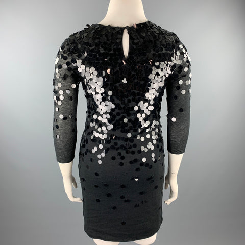 REBECCA TAYLOR Taille 10 Robe noire Payettes Tencel Blend