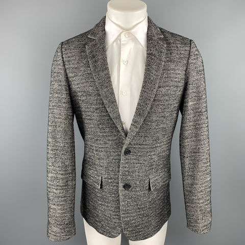 NY BASED Size S Grey & Black Herringbone Cotton / Wool Sport Coat