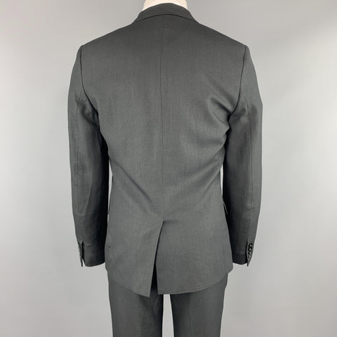 MARC JACOBS Size 38 Solid Black Wool Blend Woven Notch Lapel Suit