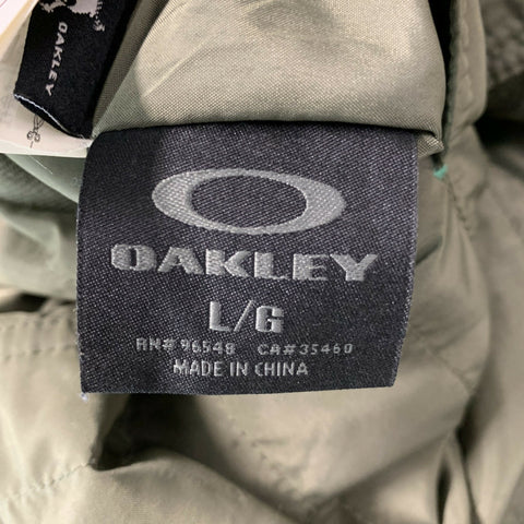 OAKLEY Size L Black & Green Plaid Cotton Reversible Jacket