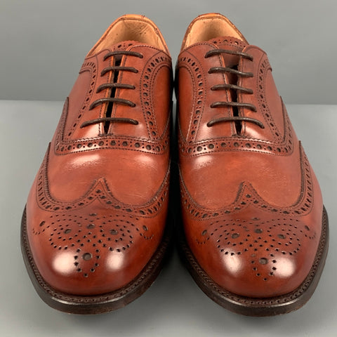JOSEPH CHEANEY Taille 10,5 Chaussures à lacets en cuir perforé marron Wingtip
