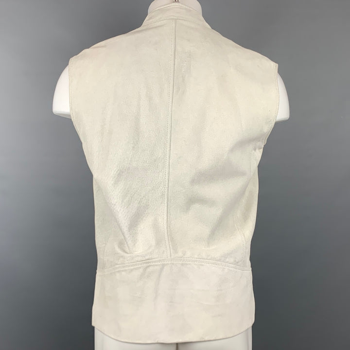 MAISON MARTIN MARGIELA Size 42 Off White Textured Leather Vest