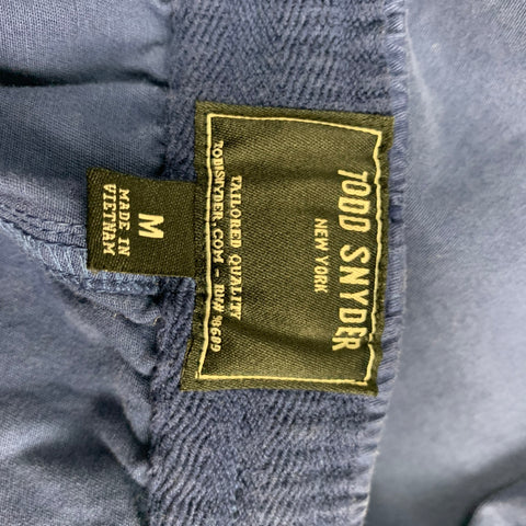 TODD SNYDER Size M Navy Cotton Blend Drawstring Shorts