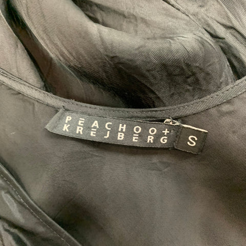 PEACHOO+KREJBERG Size S Black Wrinkled Viscose Tank Dress